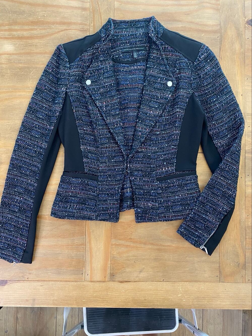 White House Black Market Tweed Moto Style Women’s Jacket Size 2